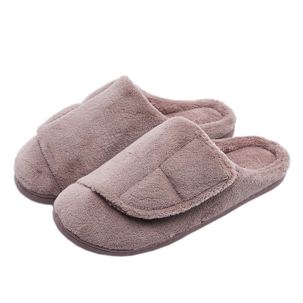 GettyGears Unisex Memory Foam Diabetic Slippers Comfy Warm Plush Fleece Arthritis Edema Swollen House Shoes Hook & Loop Clouse House Shoes Clog Slippers with Anti-Skid Sole