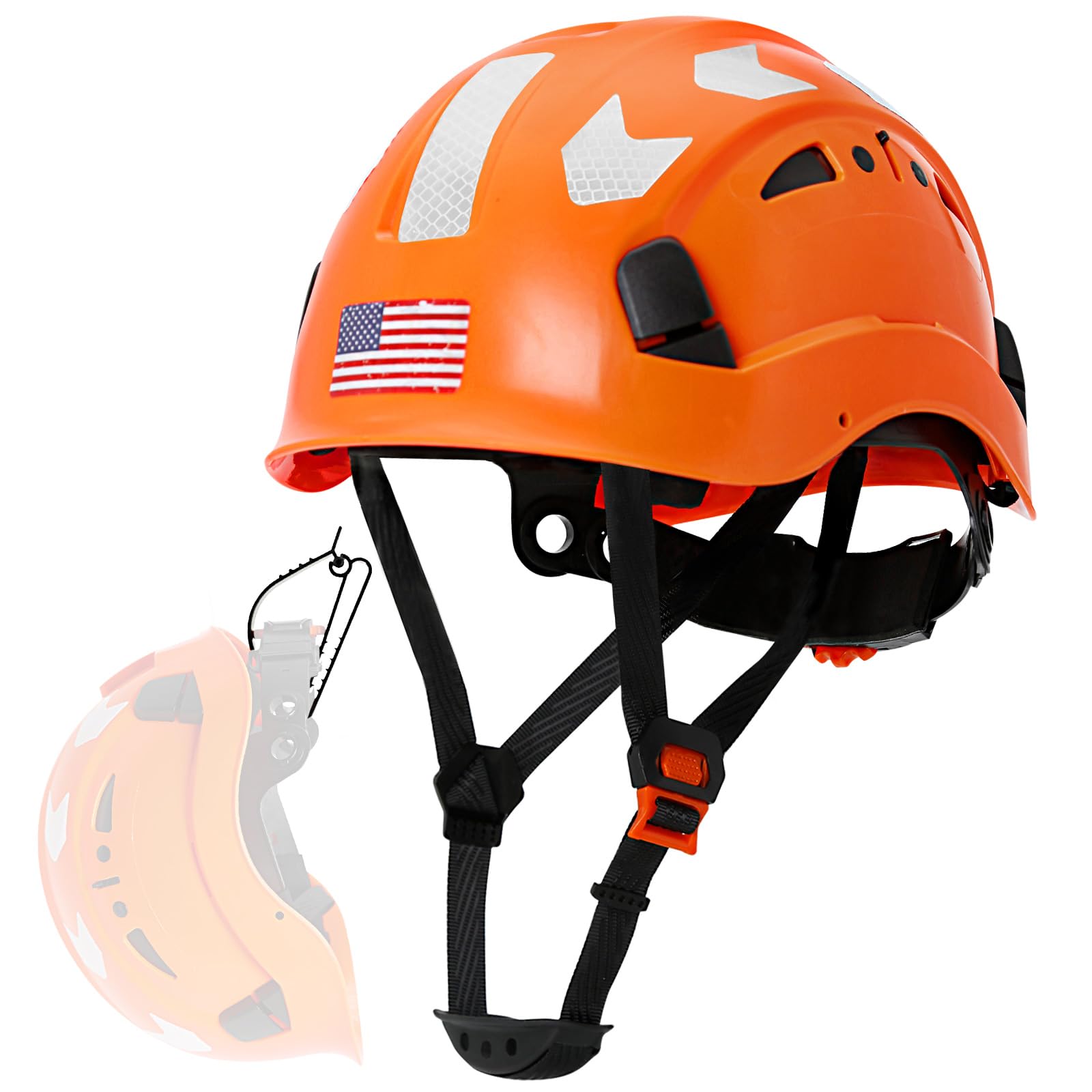 AOLAMEGS Construction Safety Hard Hat - ANSI Z89.1 Type Ι OSHA Approved Safety Helmets with Chin Straps Lightweight Reflective Vented ABS Hard Hats For Men Women Industrial Workwear 6-point Suspension