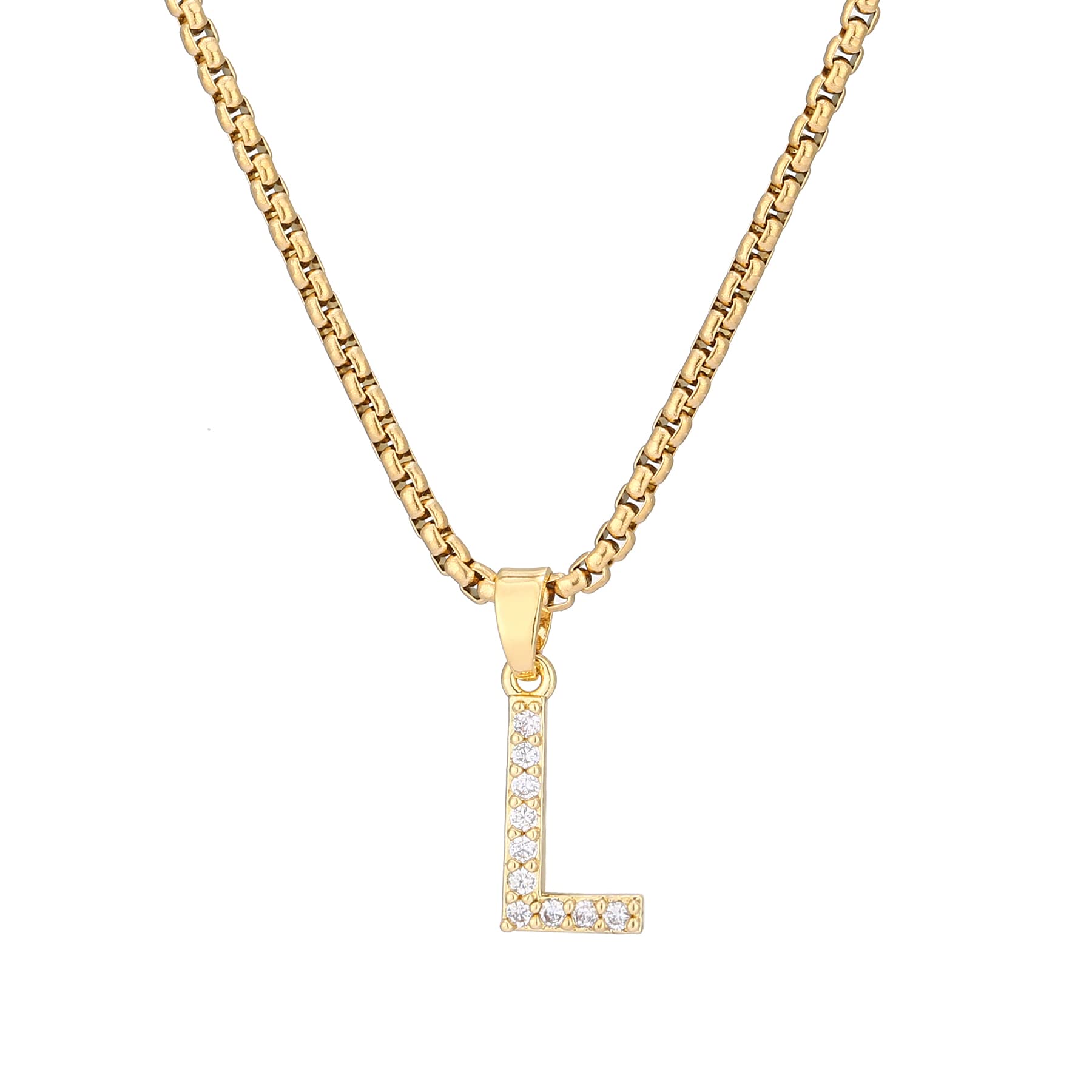 KjiasiwInitial Necklaces for Women Gold Plated Cubic Zirconia Chain Necklace Letter Pendant Initial Choker Necklace Gold Necklaces for Women