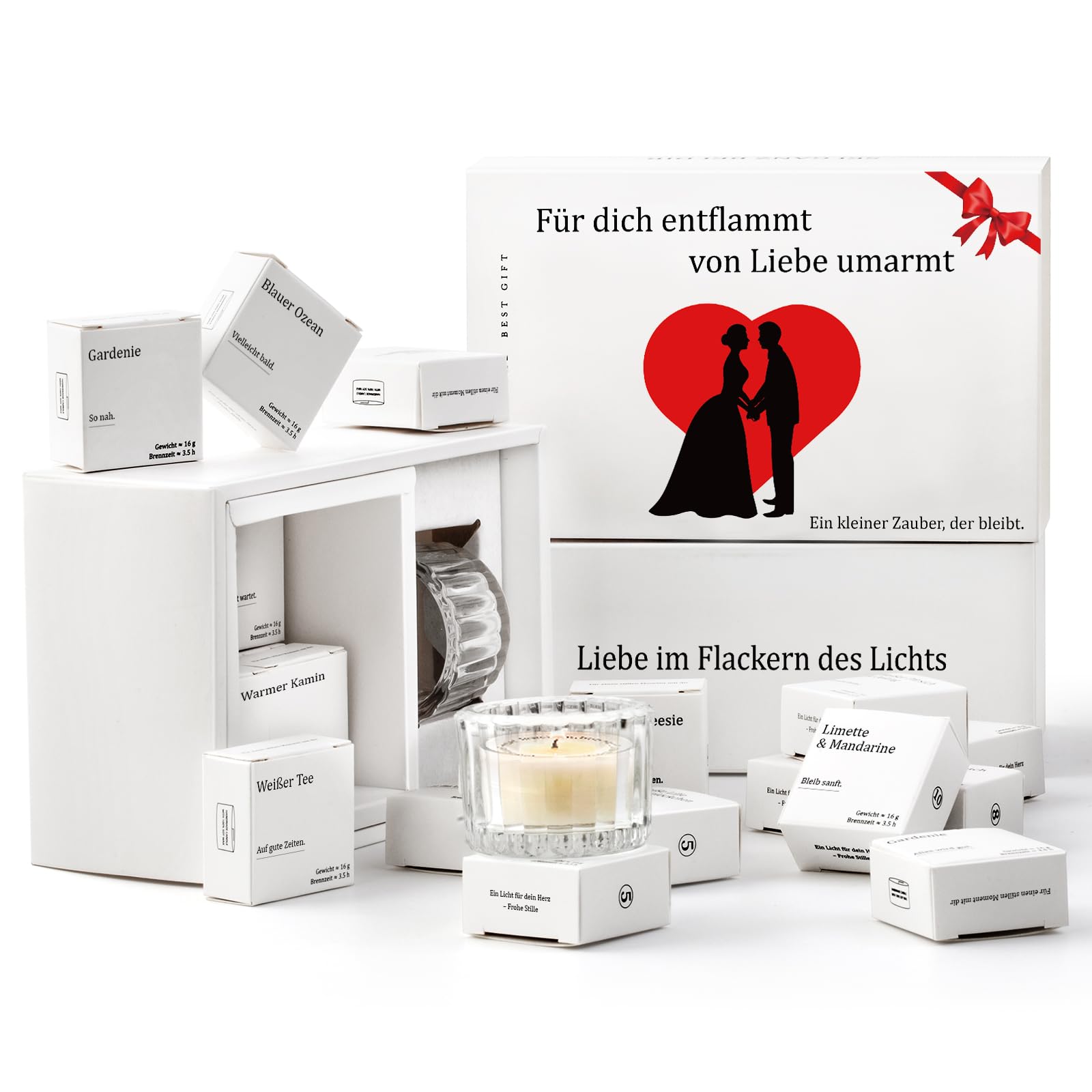Teverellsax Geschenke für Frauen Duftkerzen Geschenkset (12 Stück) – Mit Romantischer Botschaft Beim Abbrennen, Geburtstagsgeschenk, Beste Freundin Geschenk