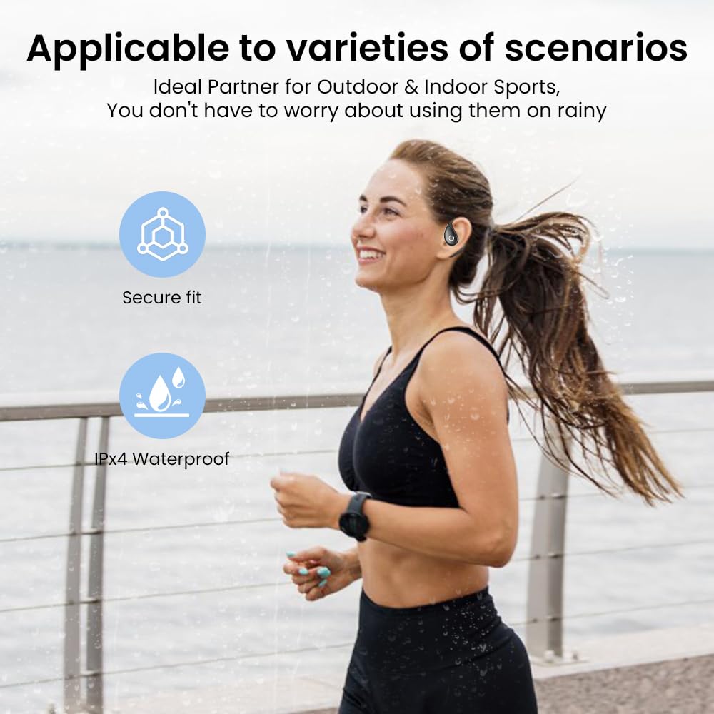 Cuffie con orecchio aperto, Bluetooth 5.4 Sport con display digitale intelligente, 50 ore di autonomia, impermeabilità IPx4, auricolari wireless dal design leggero, adatti per ciclismo, corsa