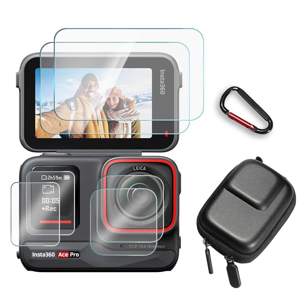 HUADU Screen Protector Compatible for Insta360 Ace Pro Camera,Tempered Glass Film Anti Scratch High Definition Full Coverage and Hard Shell Travel