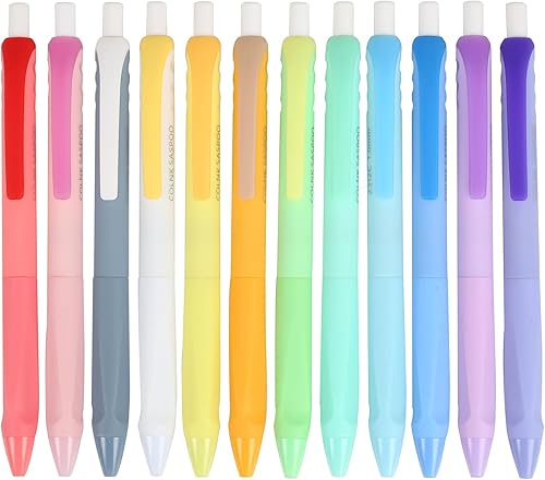 COLNK Bolígrafos de colores surtidos, punta media de 0.039in, cómodo agarre triangular, juego de bolígrafos de colores para planificador de diario,