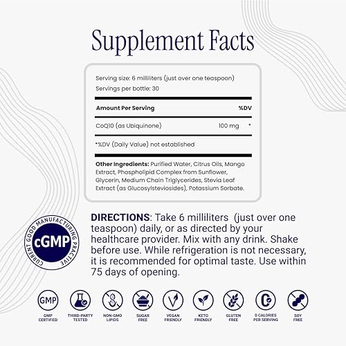 Miniatura 3 de Rho Nutrition Liposomal CoQ10 - Coenzima líquida de alta absorción Q10 para la salud del corazón, energía celular y apoyo antioxidante - Apoya el