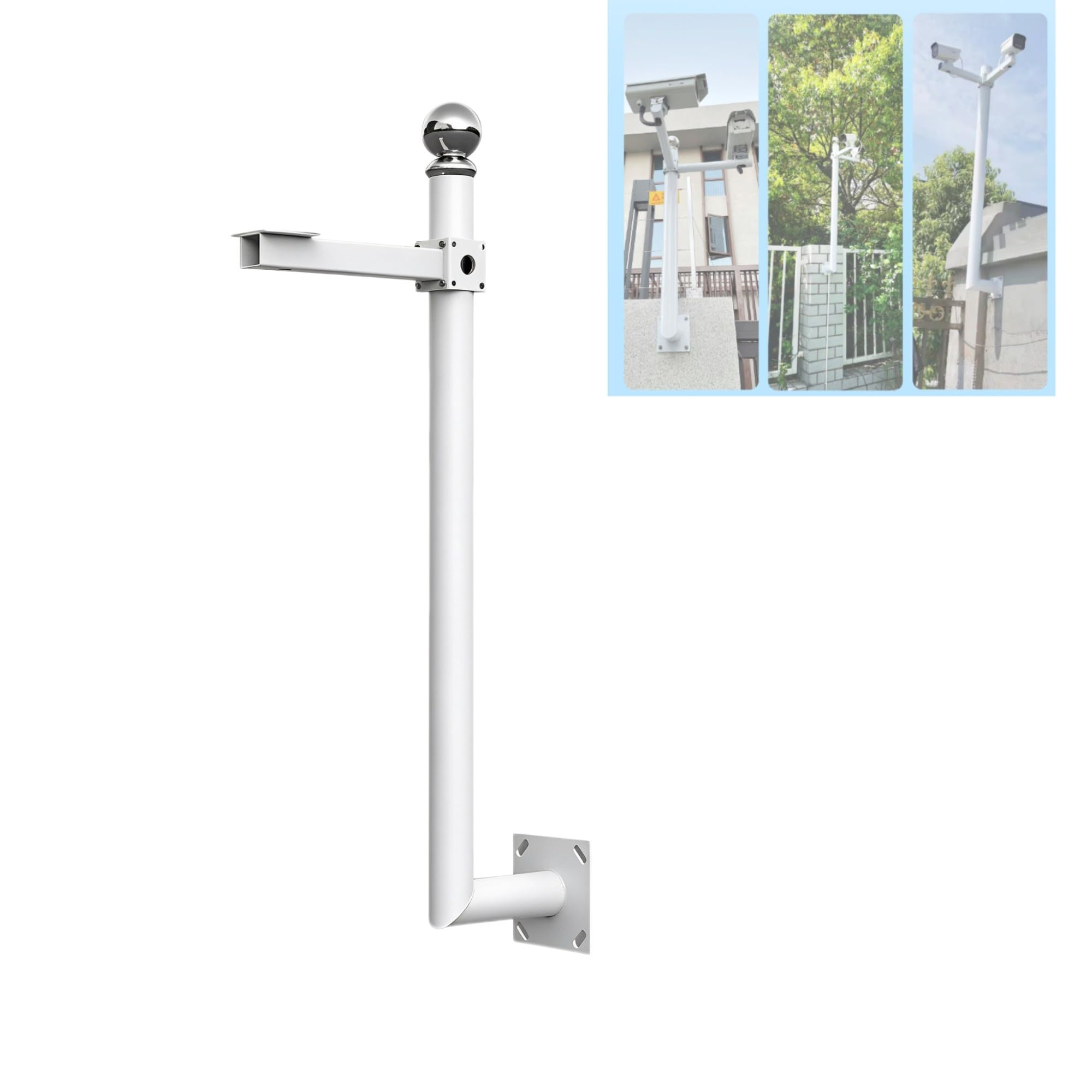 Supporto per telecamera a forma di L - Staffa da parete per esterni | Canale per cavi nascosto, 4 lunghezze opzionali, acciaio antiruggine, hardware di perforazione completo(B,0.5 m(1.64 ft))