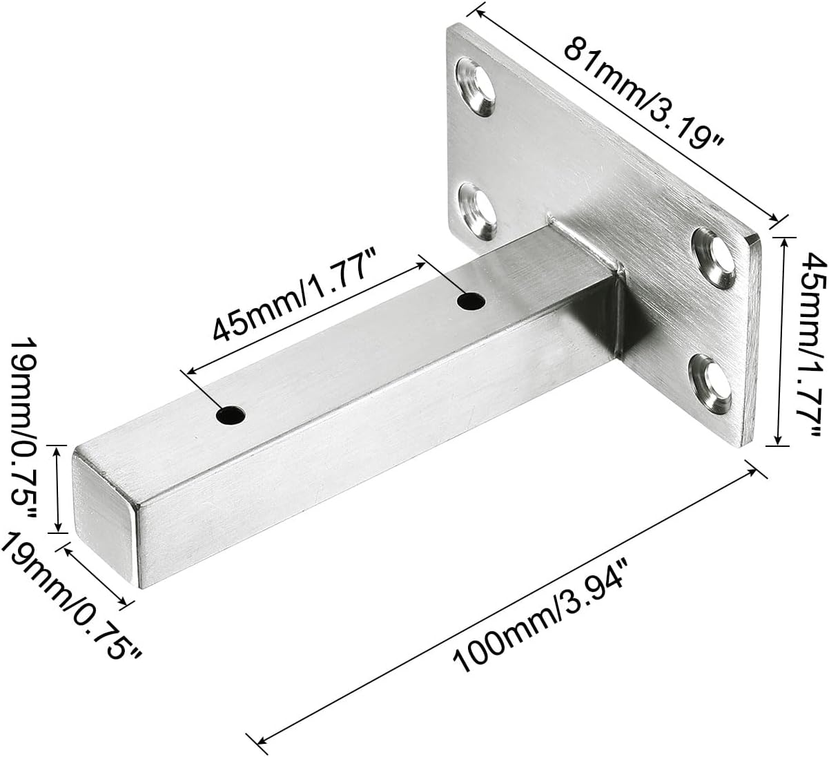 uxcell Floating Shelf Bracket,4 Pack 4 Inch Stainless Steel Hidden Wall Mounted Shelf Supports with Screws and Expansion Tube for Wood Shelves, Hanging in Office, Living Room (Silver)