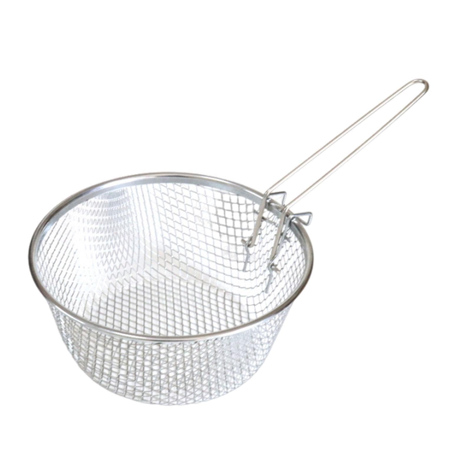 POXZSFX Easy Clean Fry Holder Stainless Steel Frying Basket Large Capacity Drain Mesh For Enhanced Cooking Ensuring Long Term And Repeated Stainless Steel, basket with rim