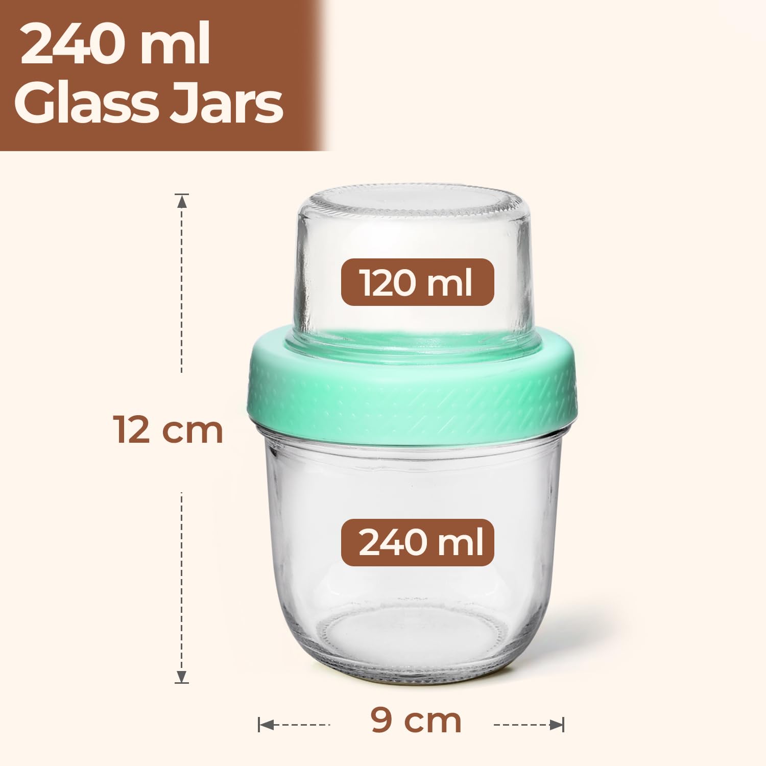 ComSaf Overnight Oats Container 240+120mL, 4Pcs Glass Yogurt Pots, Dual-Layer Overnight Oats Jar - Image 2