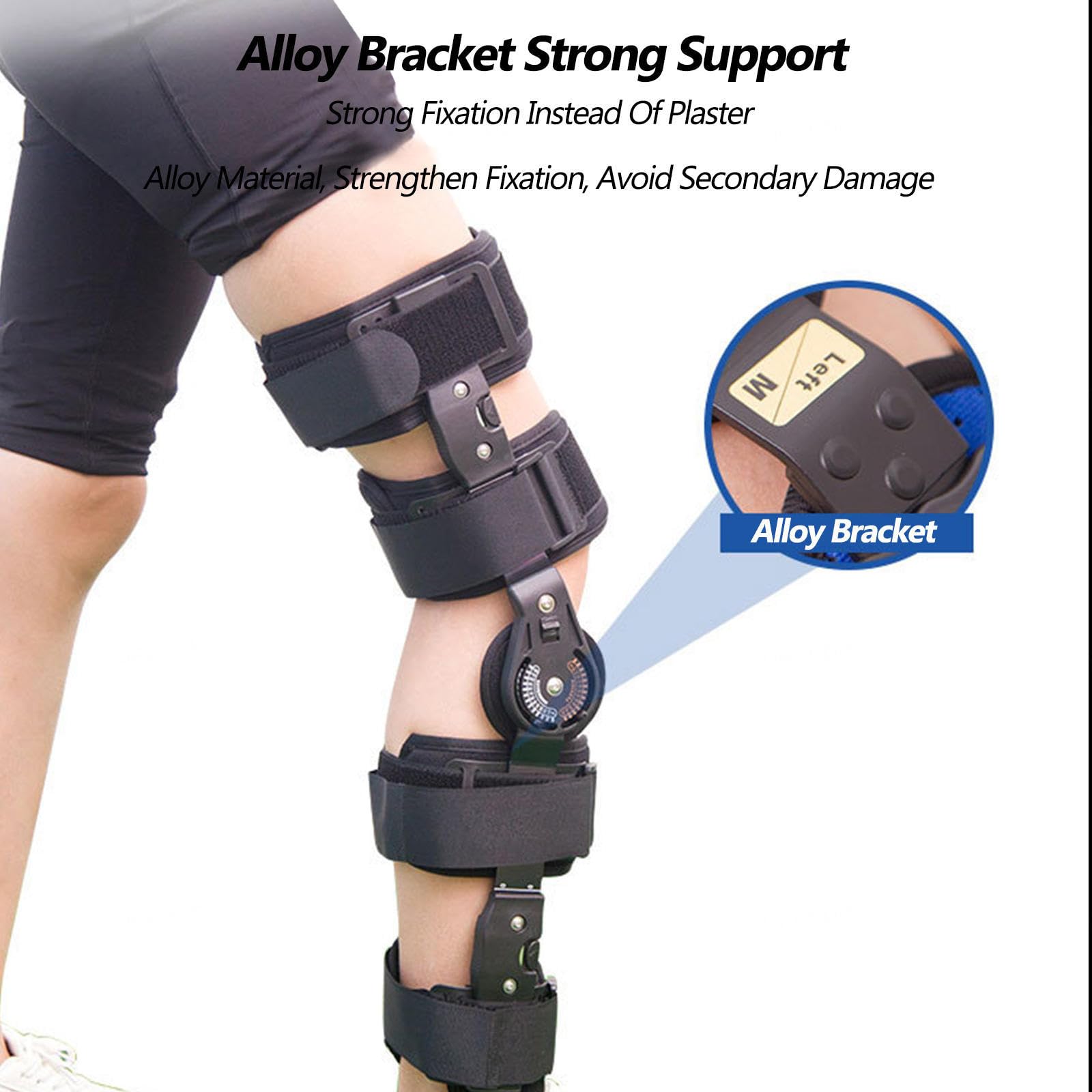 Rodillera con Bisagras para Dolor de Rodilla,Soporte Inmovilizador de Rodilla Ajustable con Estabilizadores,Rodillera Ortopédica de Bloqueo Postoperatorio para ACL,Desgarro de Menisco,MCL