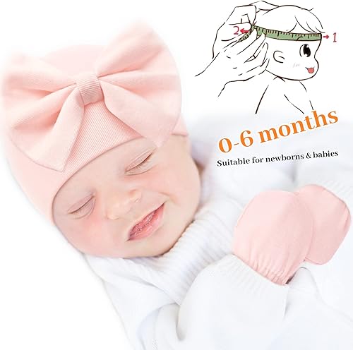 Miniatura 3 de Conjunto de guantes de gorro para recién nacido, gorro para primavera, verano, otoño, invierno, sombreros para recién nacidos, algodón
