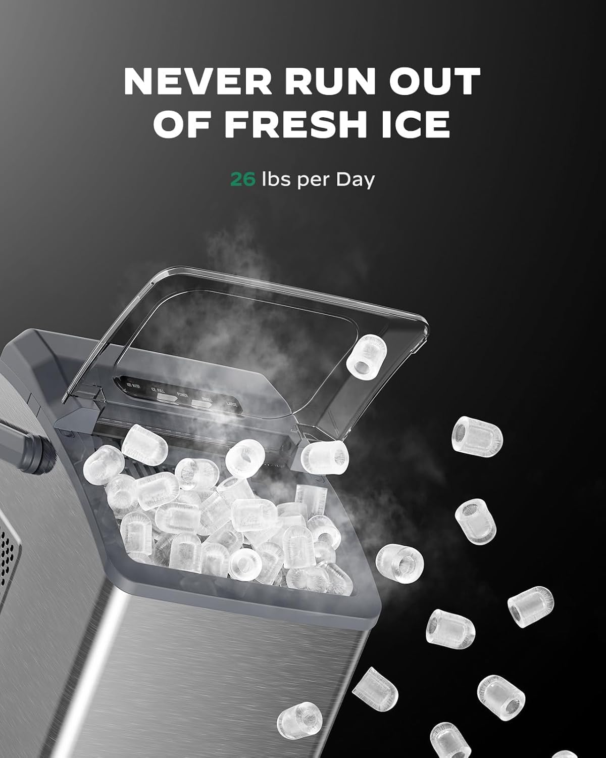 Marsail Portable Ice Maker, 6-Minute Quick Ice Making, 26 lbs/Day, Self-Cleaning, Ideal for Home/Office/Party Use on Fridge.com