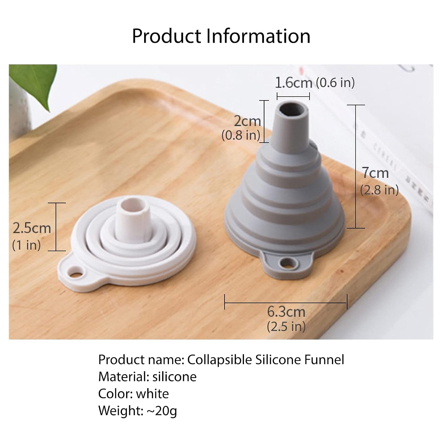 Misitifi Collapsible Funnel, Set of 2, Flexible Silicone Foldable Kitchen Funnel for Liquid/Powder Transfer Hopper Food Grade Silicone Funnel
