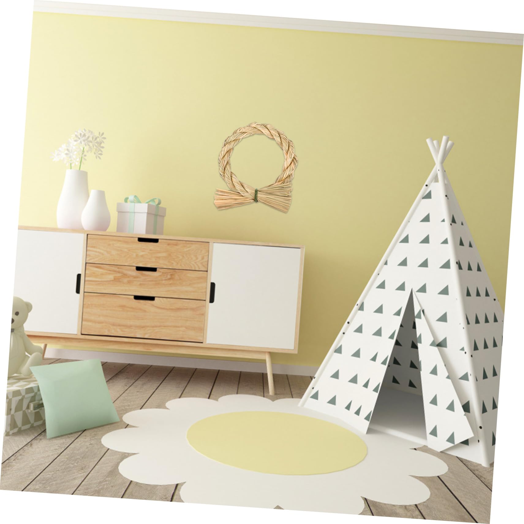Amosfun 3stücke Dekorativer Strokring Kranz Für DIY Wandgestaltung Umweltfreundlicher Wreath Adornment Für Feste Und Besondere Anlässe