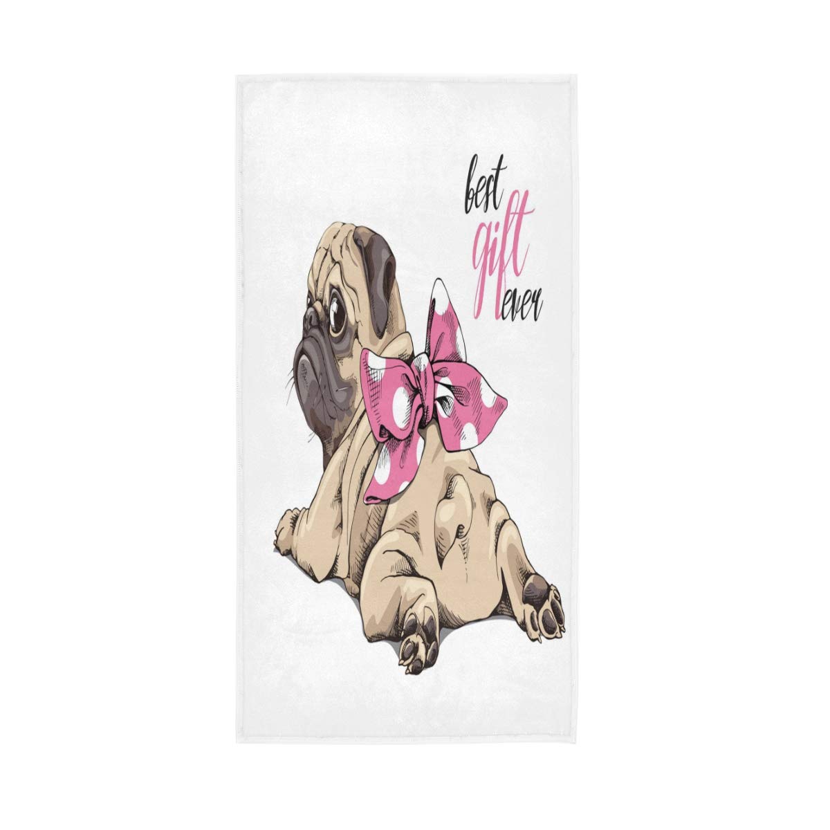 HUYGD Cartoon Puppy Dog White Soft Bath Hotel Spa Hand Gym Sport Towel 76 x 38 cm(30 x 15 Inches)
