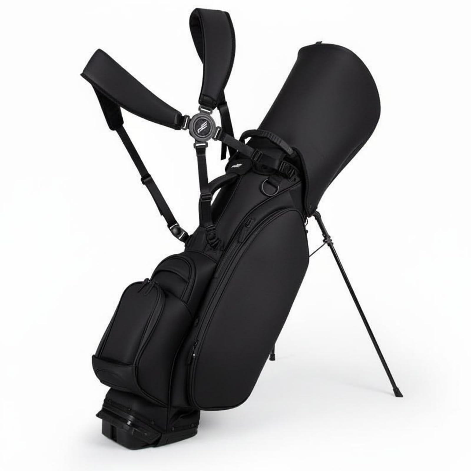 Borsa da Golf Stand Leggera Borsa Porta Mazze Sacca da Golf Custodia Mazze in Pelle Pu Opaca con Tasca Isolata E Portaccessori Adatta a Percorso Par 3, Nero