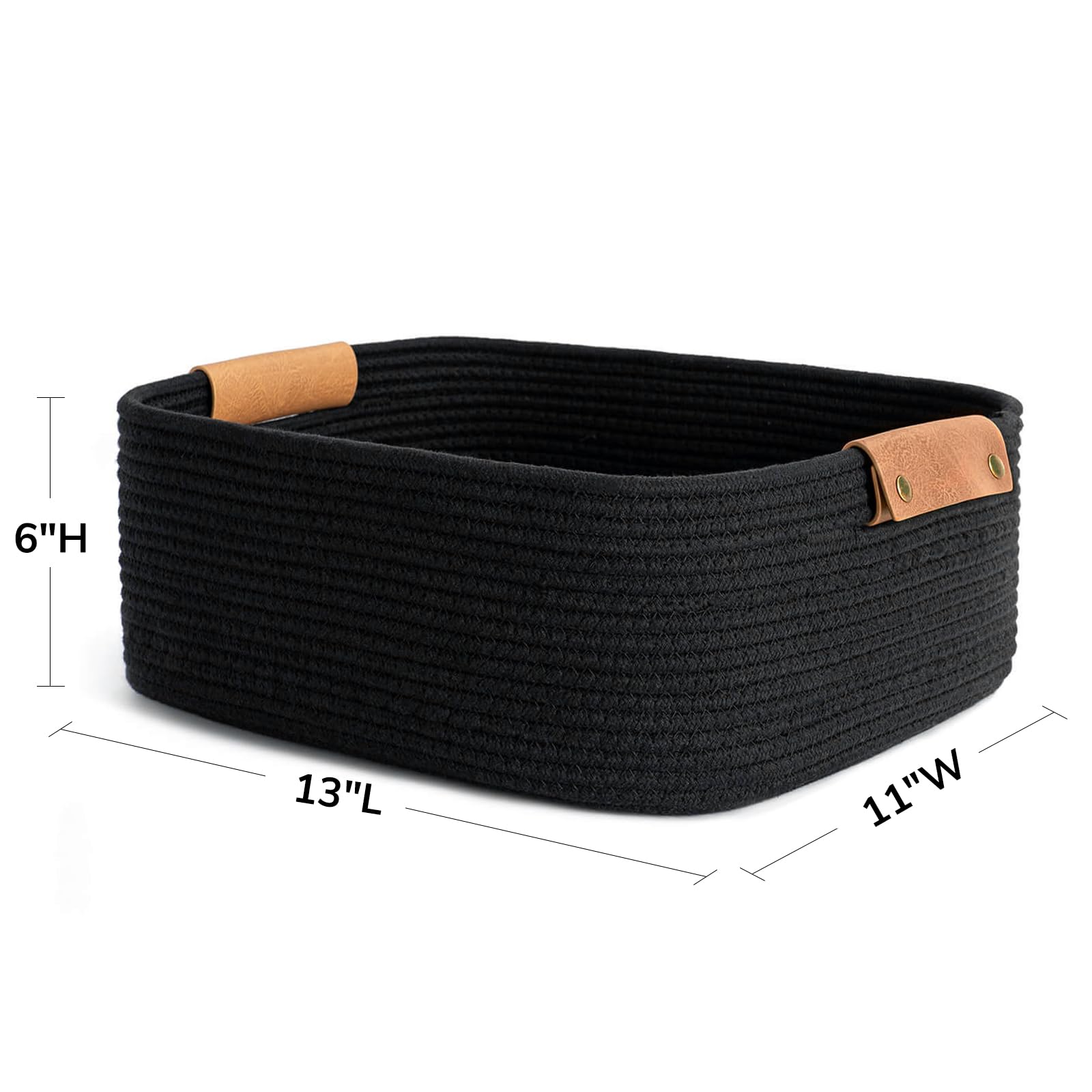 CHICVITA Black Storage Baskets for Organizing, Gift Basket for Toys,Woven Baskets for Storage, Decorative Basket for Living Room, 13