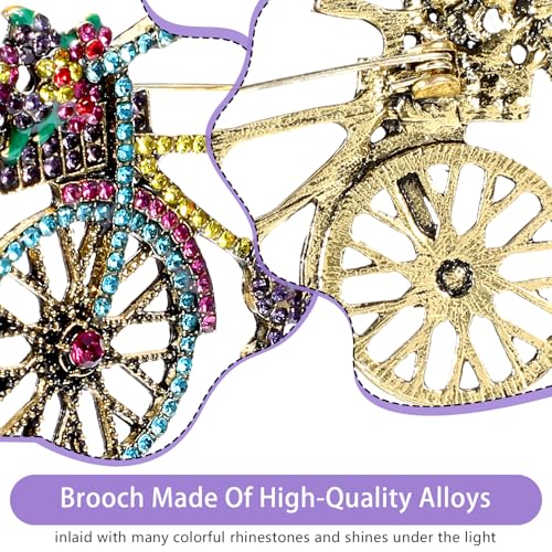 Image of Crystal Rhinestone Creative Bicycles Brooch Pin for Women Men Retro Elegant Handmade Blue Brooches Pins Classic Wedding Fashion Creative Bicycles Jewelry Accessories Gift