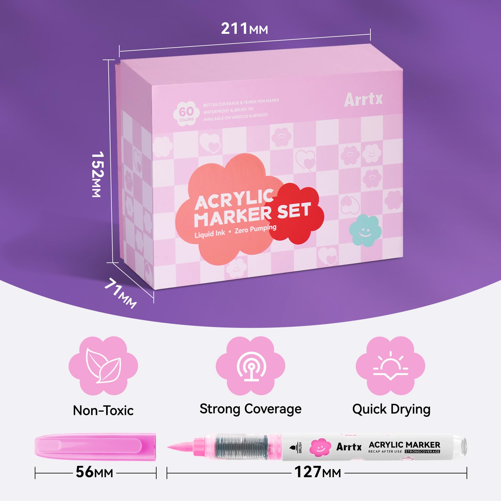 【特価セール】Arrtx アクリルマーカーペイントペン 60色 大容量インクブラ Amazon | Arrtx アクリルマーカーペイントペン 60色 大容量インク