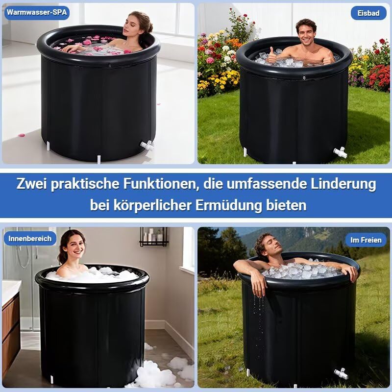 Anise Star Bagno ghiaccio 75 x 75 cm, vasca da bagno pieghevole per adulti, con strati isolanti per crioterapia, rigenerazione muscolare e antistress