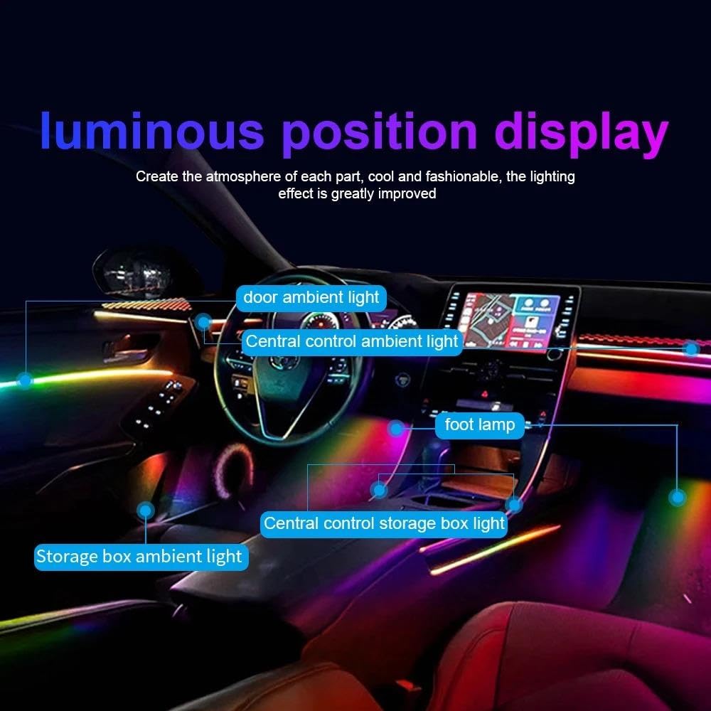 Éclairage intérieur de voiture Pour l'intérieur la voiture, banderole décoration en couleurs, bande néon RGB 18 en 1, lumière ambiante symphonique Lumière D'ambiance,(Symphony 14 in 1)