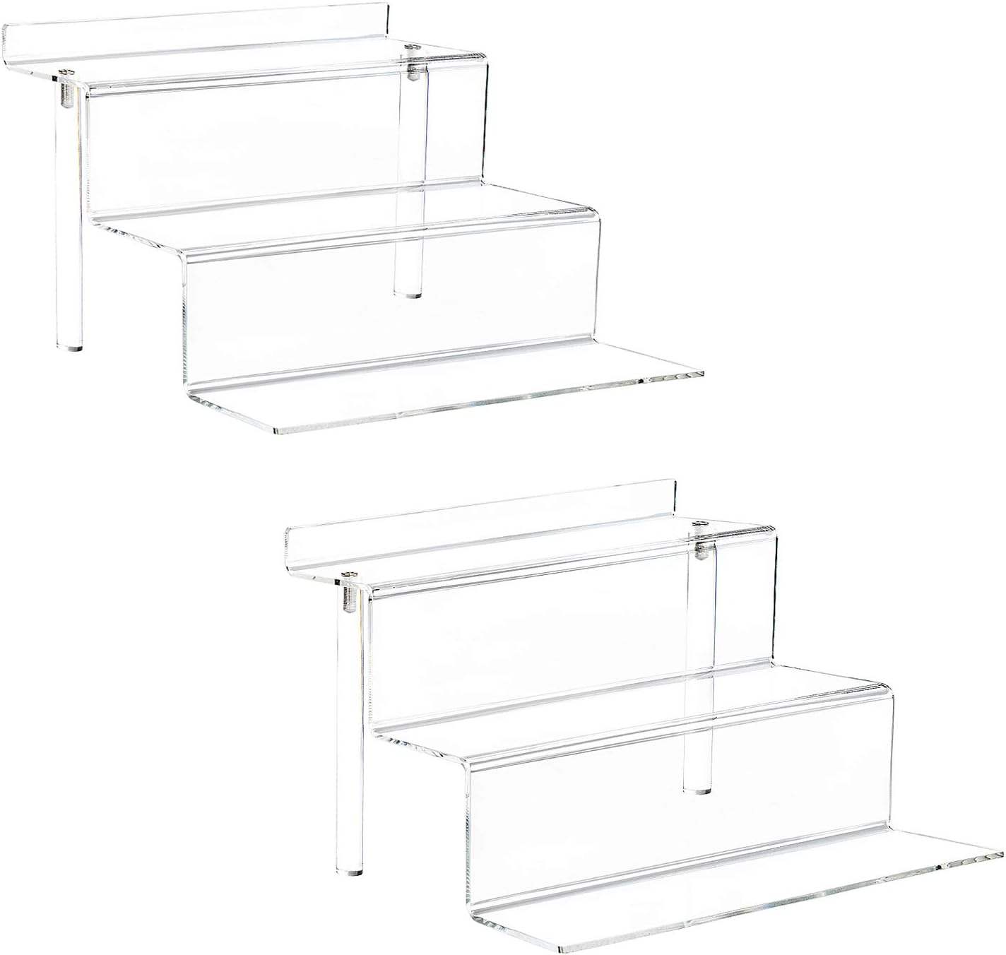 YestBuy 2 Pack Clear Acrylic Risers Display Stand for Pop Figure, 3 Tier Cupcake Stand, Dessert Display Stand for Display Or Collections (6"×9")…