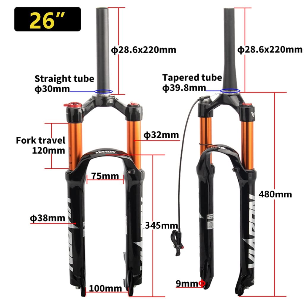 Widelec MTB 26/27,5/29" 1-1/2" rura stożkowa 1-1/2" Rower górski Wycieczka 100 mm Hamulec tarczowy QR 9 mm Ręczny blok rowerowy XC/AM/FR z przodu