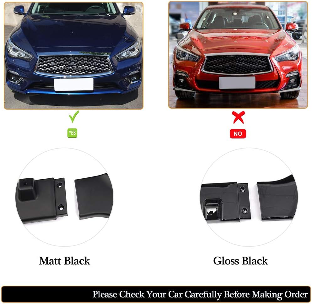 Q50 Front Bumper Lip fits for Infiniti Q50 Base Sedan 2018 2019 | Add-on Polyurethane Chin Spoiler Splitter Protector (Matt Black)