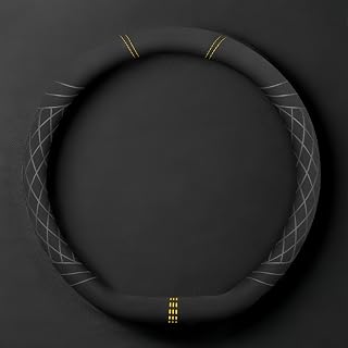 Car Steering Wheel Cover for Toyota Corolla (E21) Touring Sports 2019-, Leather Steering Wheel Cover 15 inch Breathable Anti-Slip Protector(Yellow,D Type)