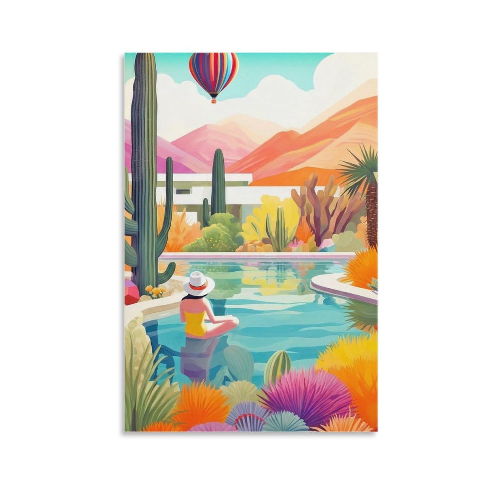DHBANEIOK Desert Pool Retreat Wall Decor Poster Giclee Canvas Prints Modern Wall Art Picture Wall Hanging for Bathroom Wall Decor 20x30inch(50x75cm)