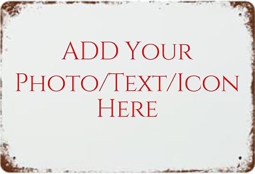 Letrero de metal personalizado con tu propia imagenlogotexto, letrero de hojalata retro de estilo vintage personalizado para pared al aire libre,