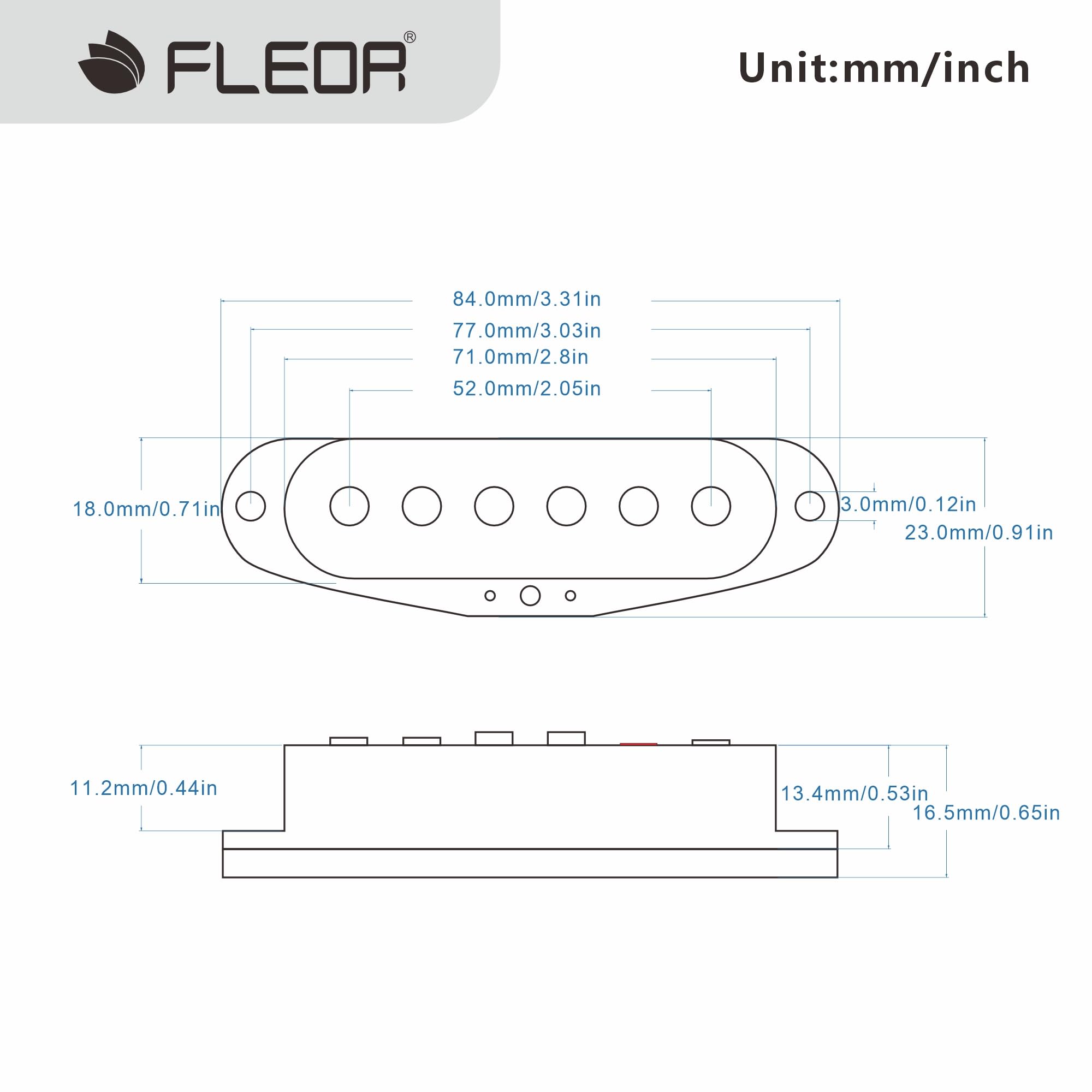 FLEOR Vintage Alnico 5 Micro central à bobine simple pour guitare électrique ST Noir