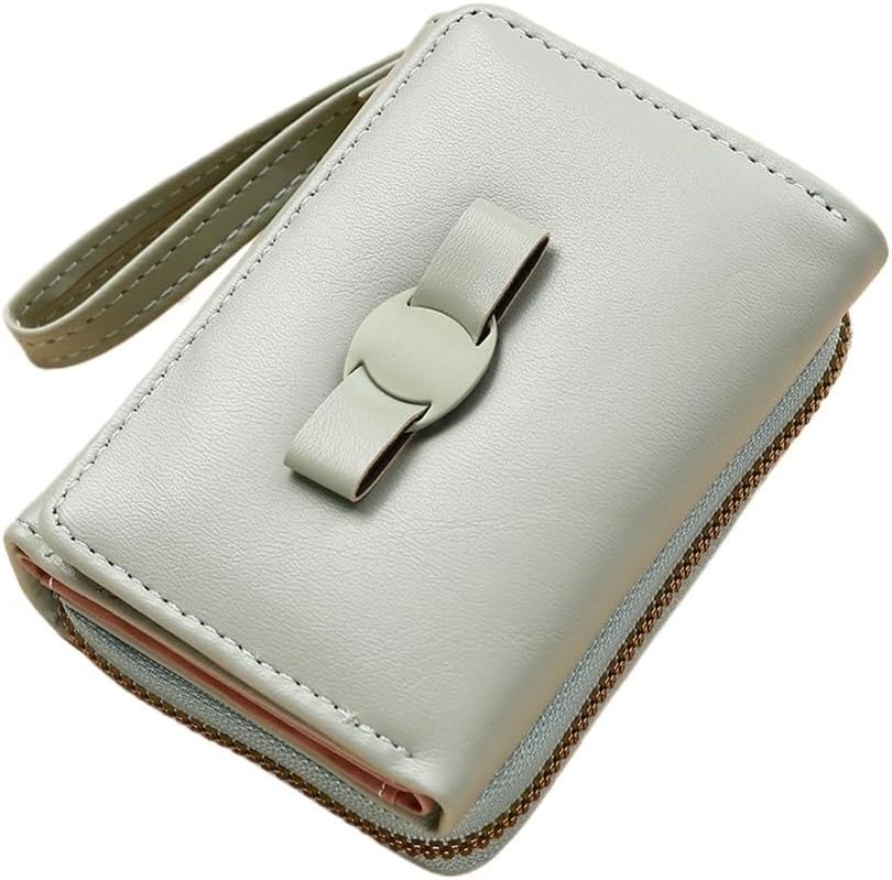 HBJWOV Pu Leather Short Wallets for Women Simple and Cute Bowknot Ladies Clutch Color Zipper Buckle Coin Purse(Gray)