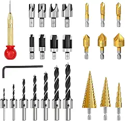 Jogo de Brocas Escalonadas 26 Peças, Conjunto de Brocas, 26 Peças de Brocas para Metal, Broca para Madeira, Brocas Furadeira, Broca Escalonada, Conjunto de Brocas para Madeira E Metal