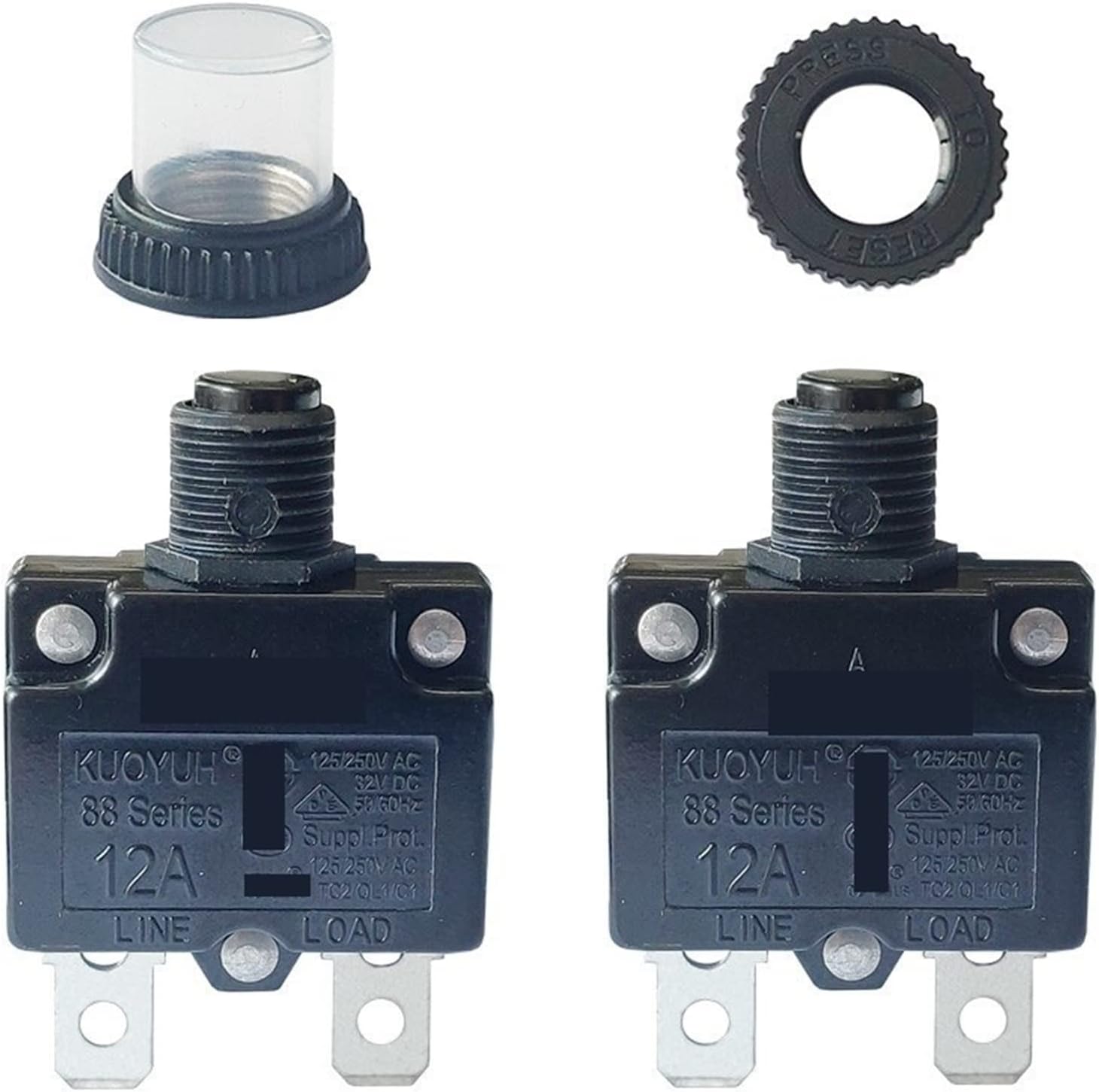 MOBYAT 88 Series12a Circuit Breaker with Thermal Overload Protector Switch of Electric Motor with Cap 2Pcs (Size : 6A)
