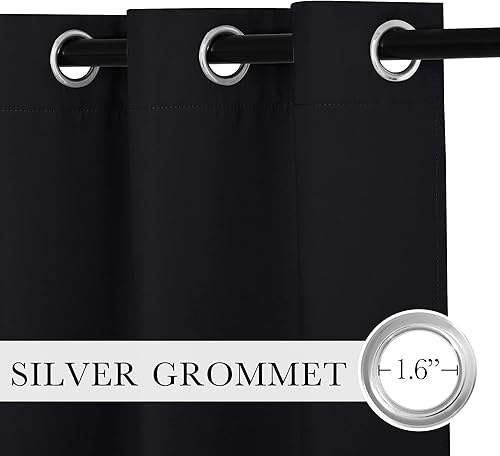 Miniatura 161 de RYB HOME Juego de 2 paneles de cortinas opacas grises de 63 pulgadas de largo, cortinas sólidas resistentes para oscurecer la habitación