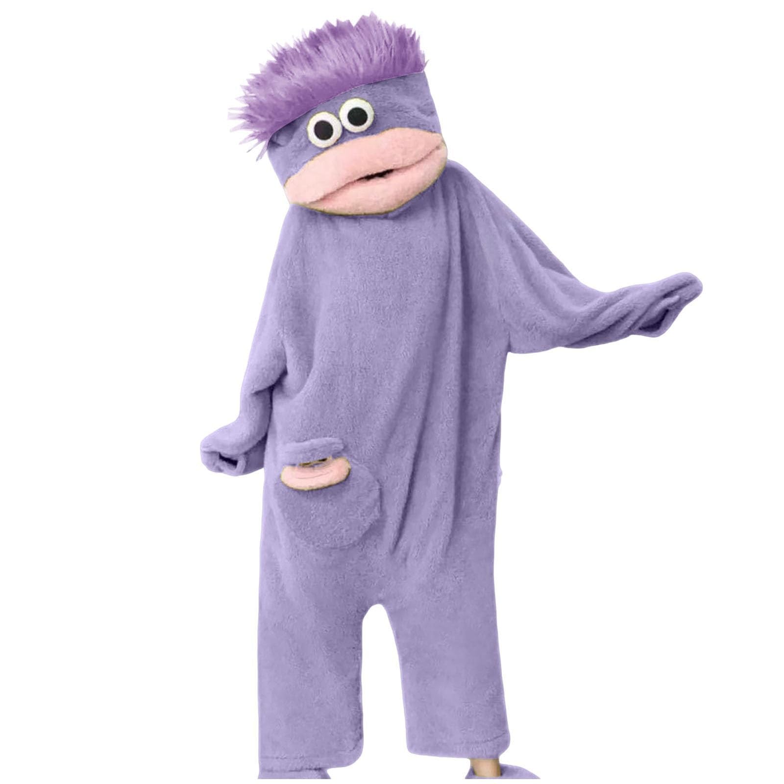 Silly Onesie Boys Girls Jumpsuit Unisex Ultra Soft Plush Hooded One Piece Overall Green Funny Monster Jumpsuits Silly Big Mouth Monster Jumpsuit for Movie Nights, Family Fun and Cozy Relaxing