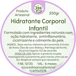 Alergias Dermatite Eczema e pele sensível? Hidratante Infantil Natural com Camomila, Lavanda e Aveia, Livre de Parabenos (250 gramas)