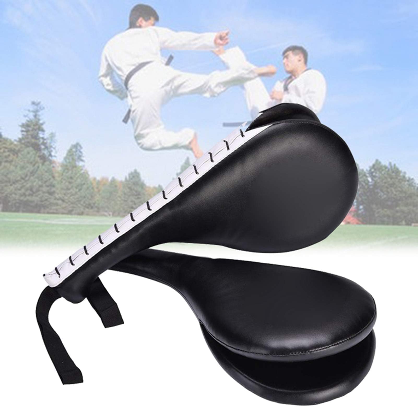 Addestramento durevole del cuscinetto di calcio del Taekwondo 2pcs (nero), applicabile nella pratica di battuta del Taekwondo, arte marziale