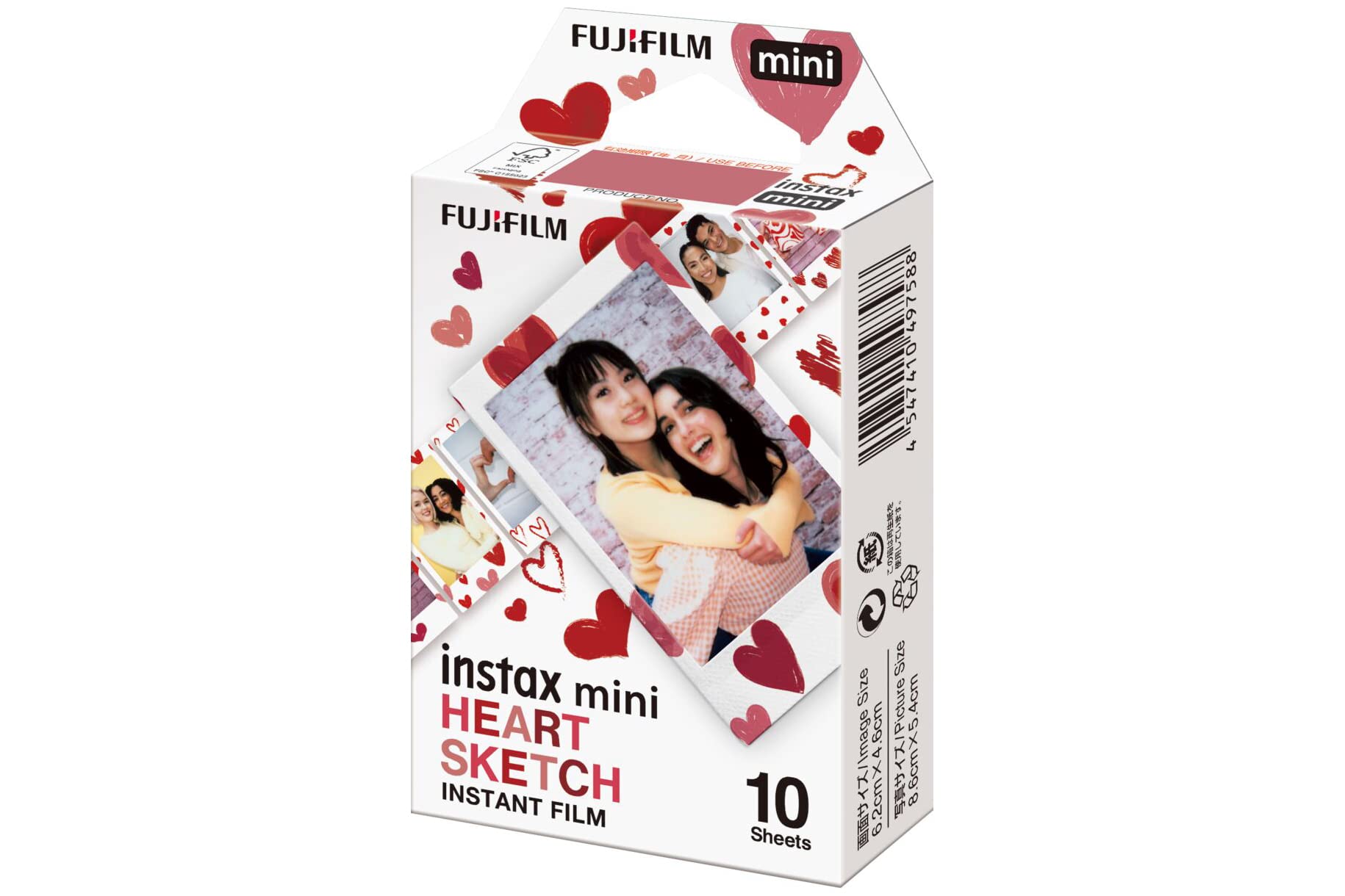 Fujifilm Instax Mini - Pellicola fotografica per schizzi a forma di cuore, confezione da 30