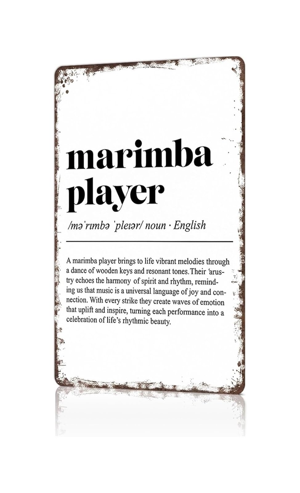 ZDVHOMCB Vintage Marimba Player Definition Tin Sign Sarcastic Four Mallets Metal Wall-Art Nerdy Practice Humor For Practice Room Bedroom Office 8 X 12 inch