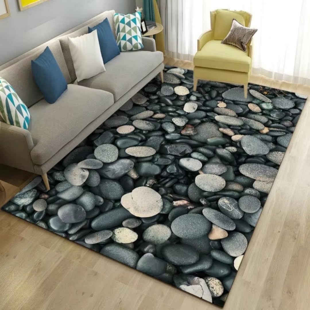 Alfombra 3D guijarros Xisnuient suelo seguro niños alfombra antideslizante lavable 120x180