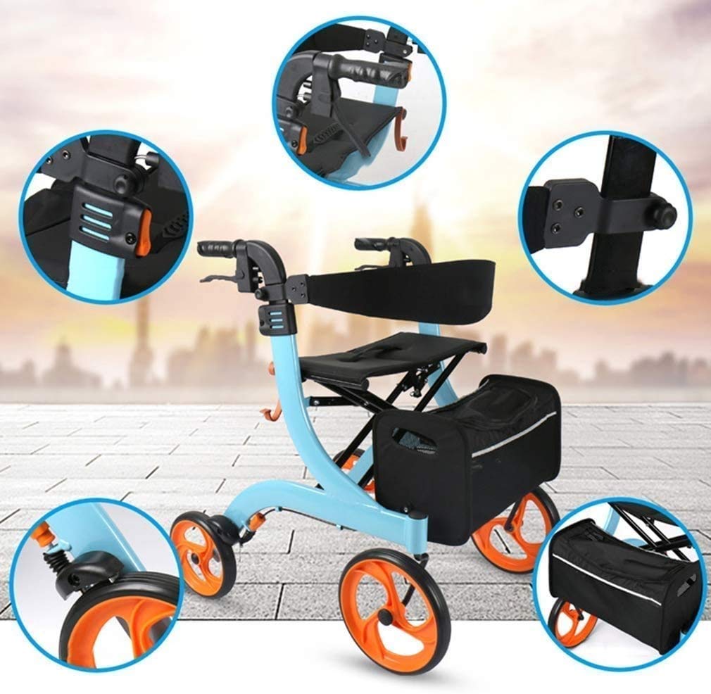 Chodzik Rollator z siedziskiem i kołami, lekki chodzik dla seniorów, medyczne pomoce do chodzenia, chodzik z torbą do przechowywania podwójny układ hamulcowy Interesting
