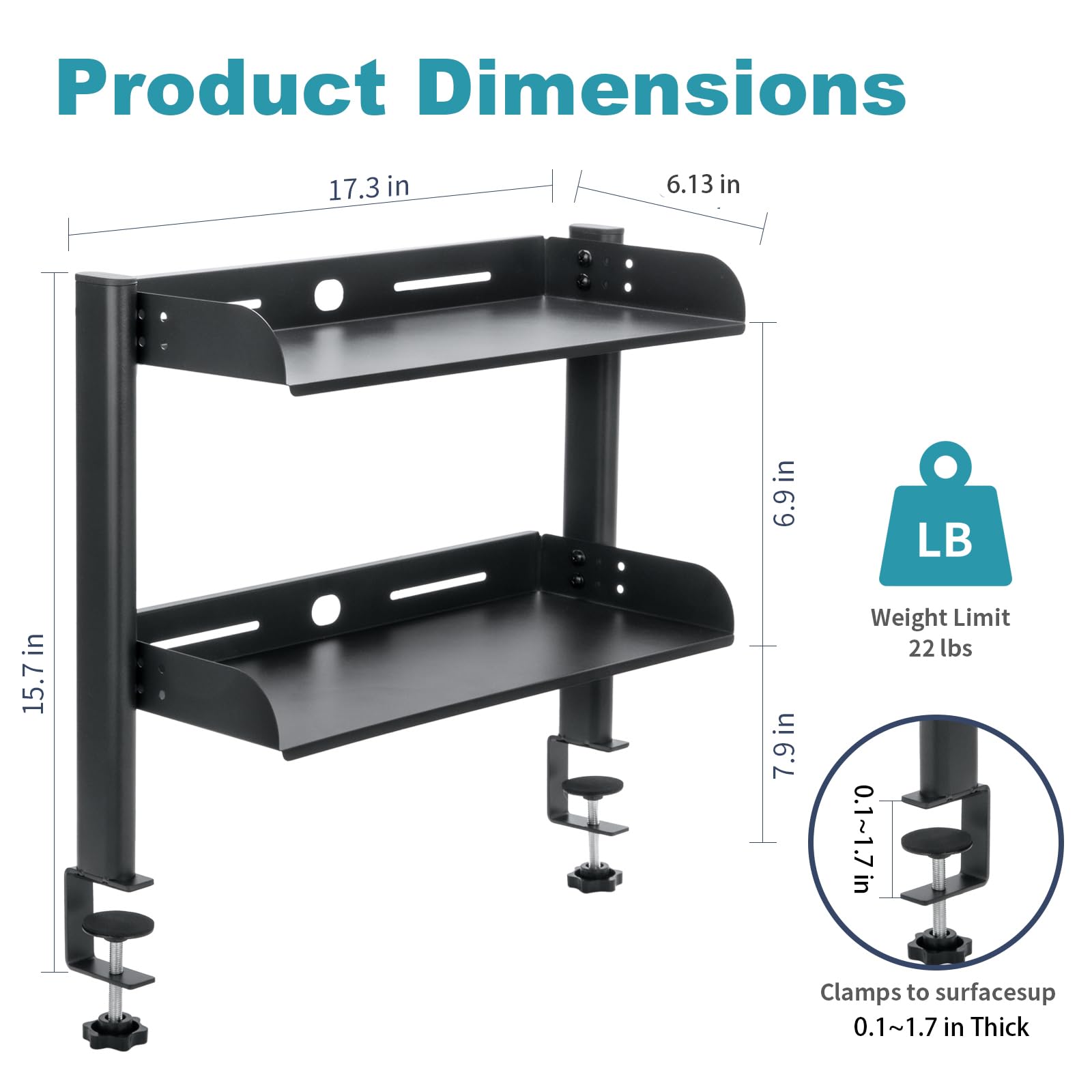 FEIKU Clamp On Desk Organizer Shelf, Metal Desk Extender Side