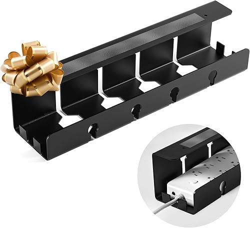 Miniatura 1 de Bandeja de organización de cables debajo del escritorio, bandeja de cables de acero sin taladros para gestión de cables debajo del escritorio,