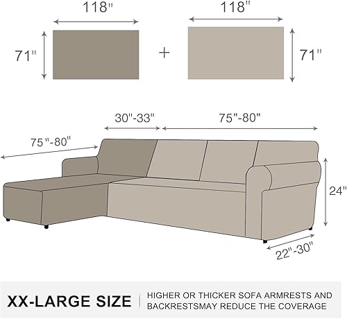 Miniatura 7 de HOMERILLA Fundas de sofá modular para sofá modular en forma de L, 2 piezas, fundas de sofá para mascotas y perros, protector de muebles (blanco, XXL)