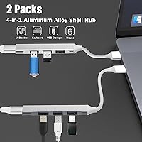 Vista 3 de 2 concentradores USB, concentrador USB 3.0 de 4 puertos, expansor de datos ultradelgado, compatible con Windows, Mac, portátiles Linux y PC USB A