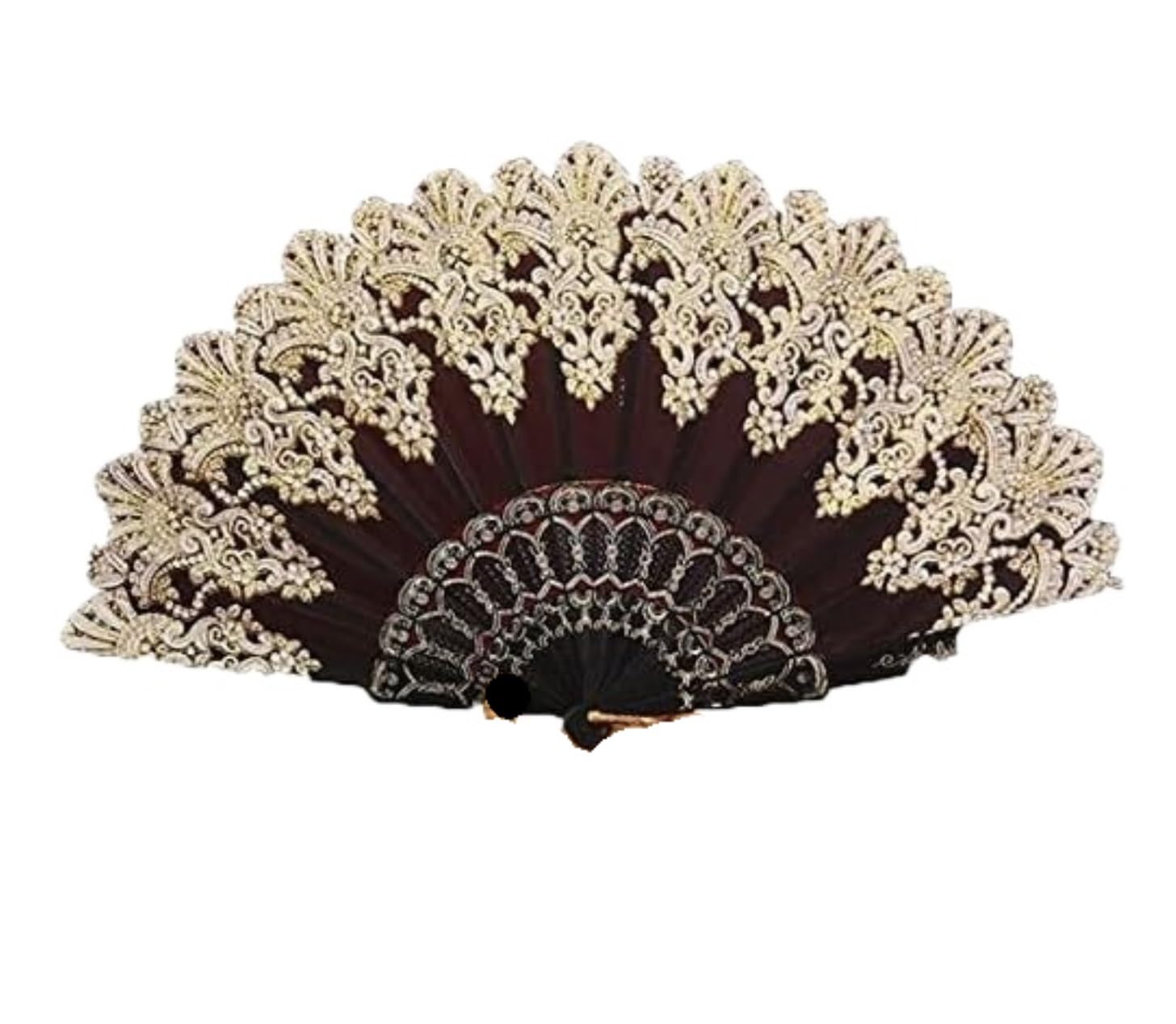 DANNMPX Display Fans Folding Hand Fan Retro For Wedding Party Chinese Style Dance Cloth Hand Held(Black)