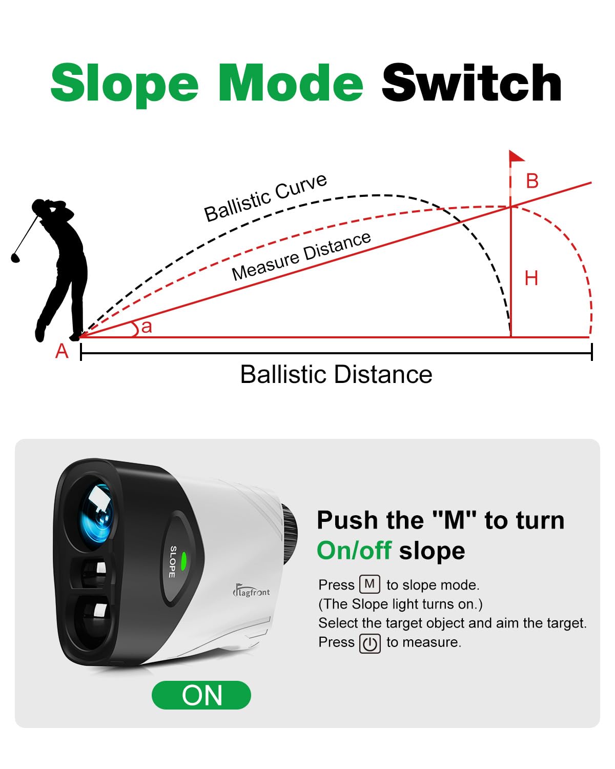 Magnete da golf telemetro e pendenza On/Off, 1100Y, ingrandimento
