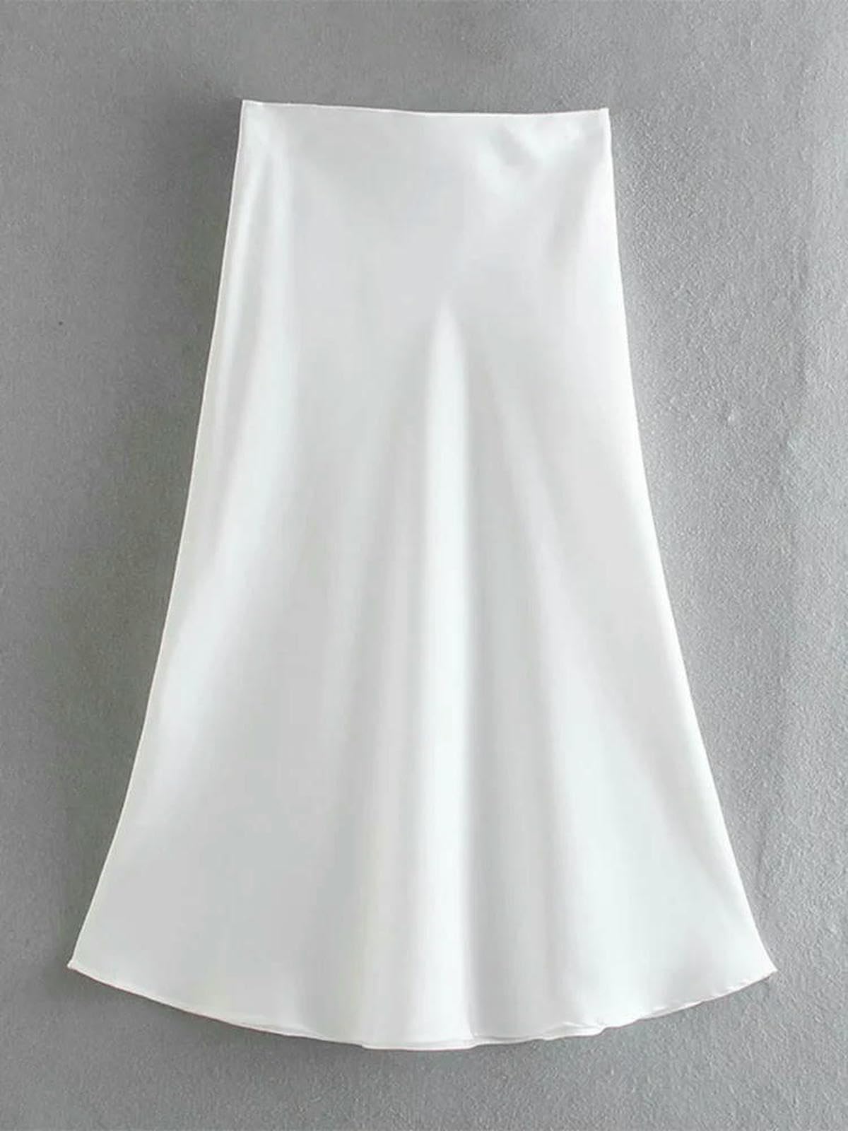 Gonna Estiva Solido Raso Elastico in Vita Donna Gonna A-Line Estate Femminile Slim Falda