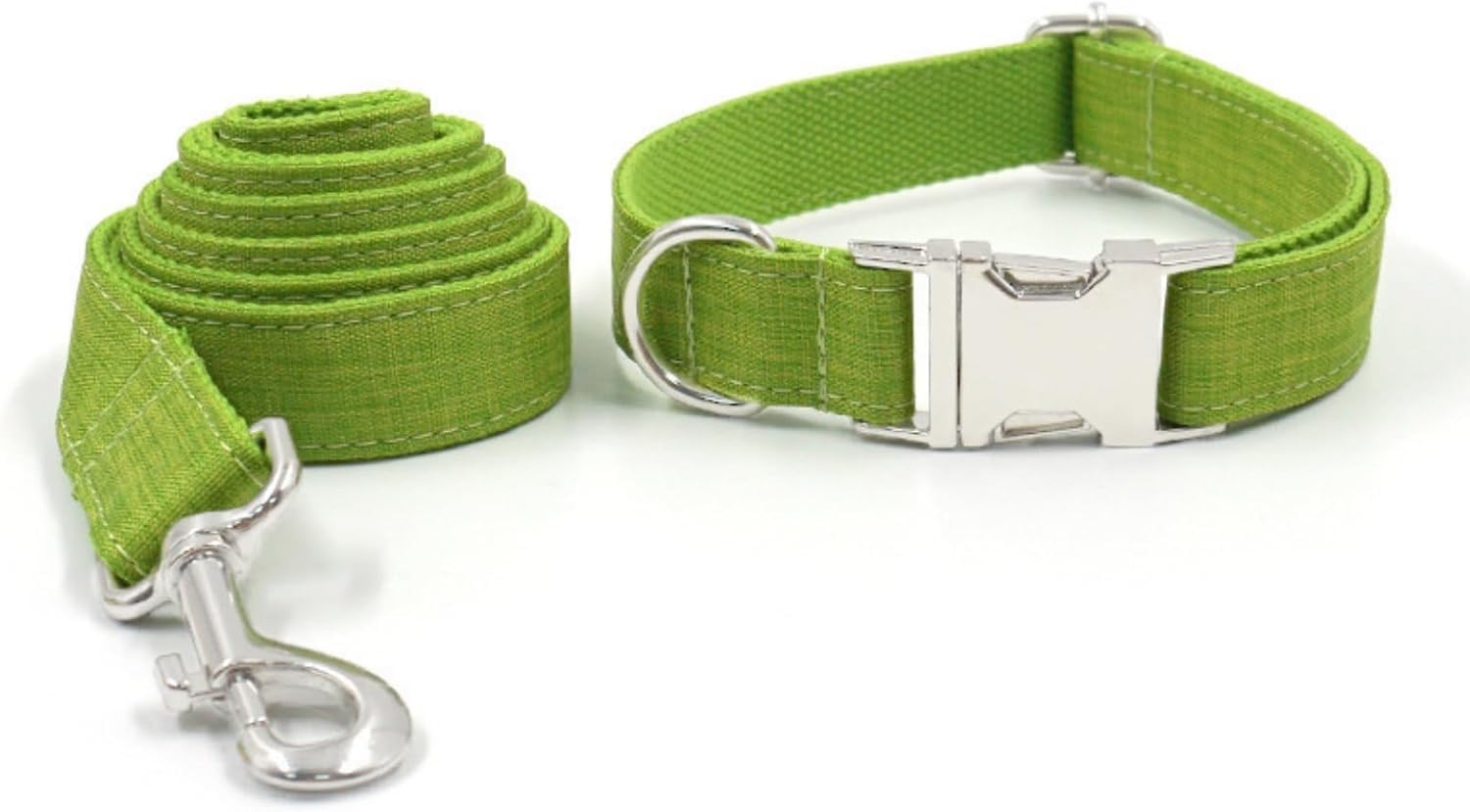 collare per animali domestici, Set collare e guinzaglio for cani, collari regolabili con fibbia in metallo for di piccola taglia, intrecciato resistente(Green,S)